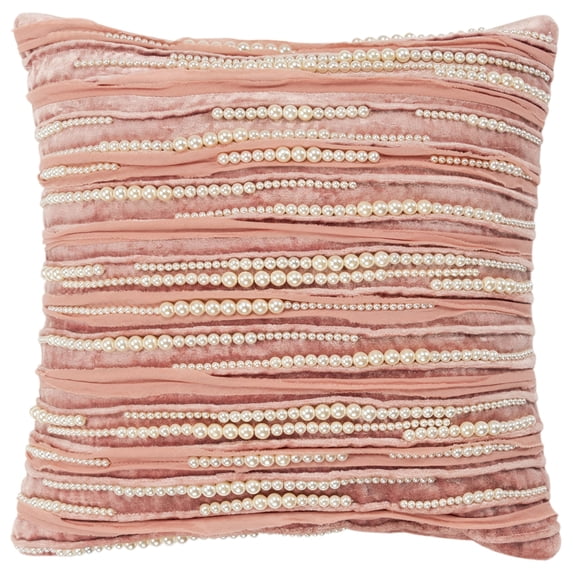 Rizzy Home Throw Pillow T16419 Pearls Banded Rows 12" x 12" Square, Cover Only