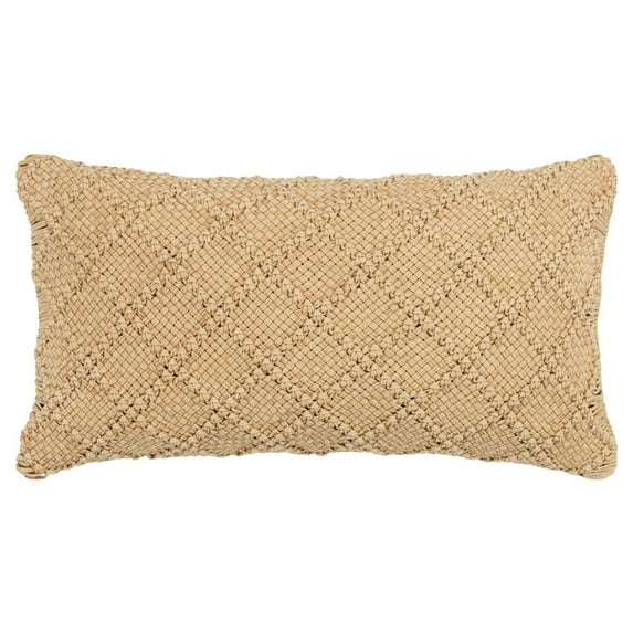 Donny Osmond Macrame 14" x 26" Cotton Pillow Cover in Dark Gold