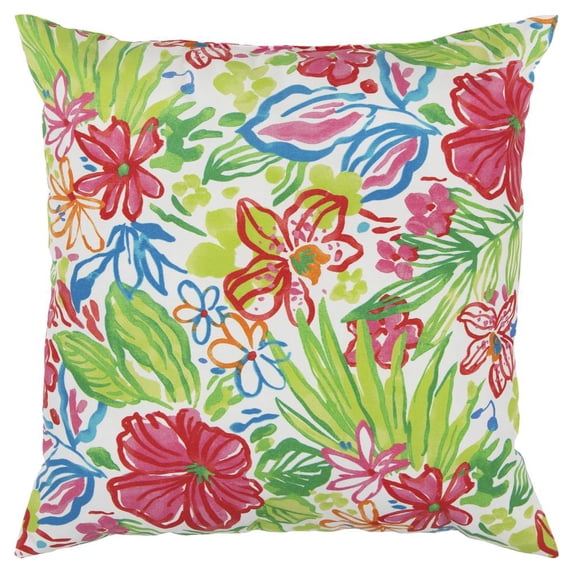 Rizzy Home Tropical 22" x 22" IndoorBlackOutdoor Polyester Pillow-Blue