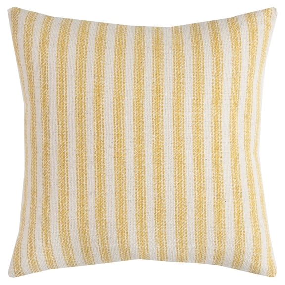 Rizzy Home Ticking Stripe 20" x 20" Cotton Pillow Cover-Yellow/Natural