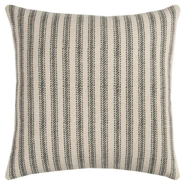 Rizzy Home Ticking Stripe 20" x 20" Down Pillow with Cotton Cover-Gray/Natural