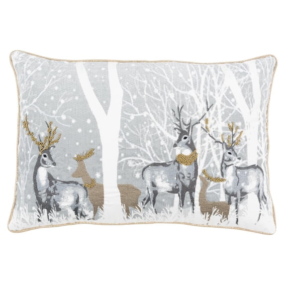 Rizzy Home Transitional Cotton Deer Pillow Cover With Grey COVT19140GY001420