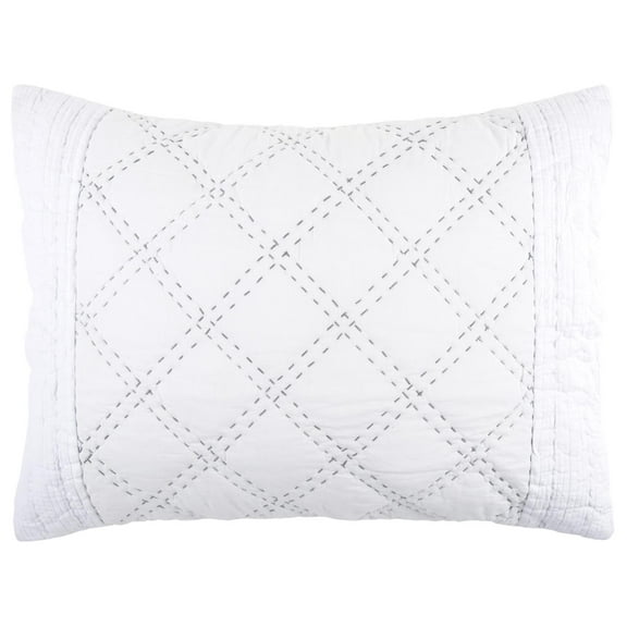 Rizzy Home Transitional Geometric Standard Sham With White QLTBQ4542WHGY2026