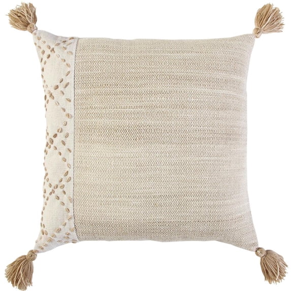 Rizzy Home Color Block 20" x 20" Down Pillow with Poly Pet Cover Ivory/Blush