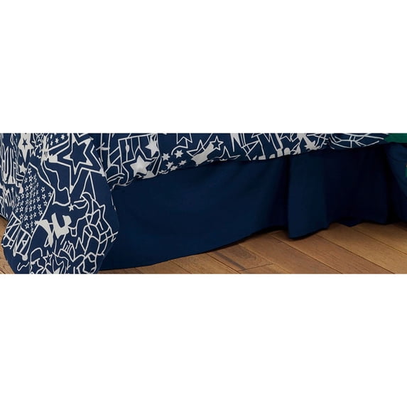 Rizzy Home Travel and Explore Collection Solid Navy Bedskirt Navy Full