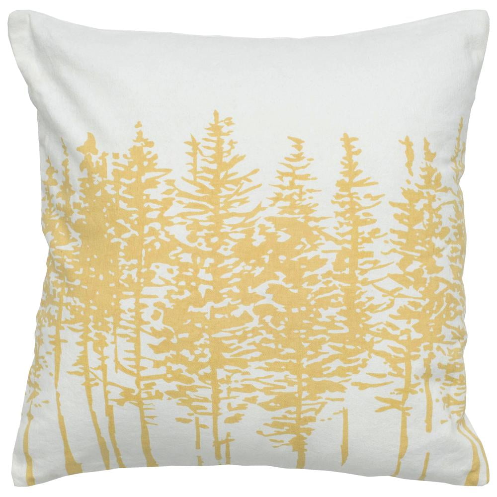 Ivory and Yellow Cotton Tree Print 18" Pillow