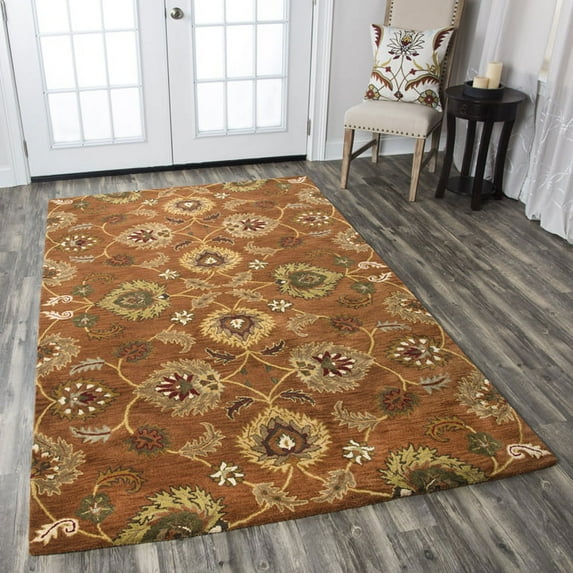 Rizzy Home VN9453 rust 8' Round Hand-Tufted Area Rug