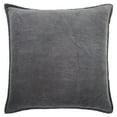 thumbnail image 1 of Rizzy Home Solid With Hand Applied Beading Cotton Velvet Poly Filled Decorative Throw Pillow, 22"x22", Dark Grey, 1 of 11