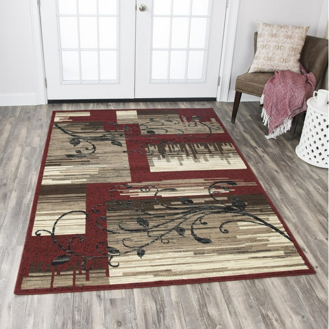 Rizzy Home XI6911 Red 5'2" x 7'3" Power-Loomed Area Rug