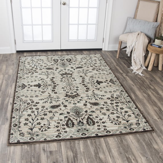 Rizzy Home ZH7091 Ivory 5'3" x 7'6" Power-Loomed Area Rug