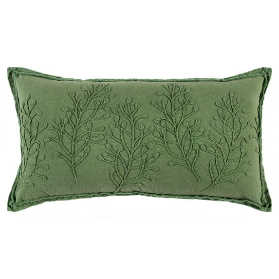 Rizzy Pillow Embroidered Knife Edged Pillow Green 17"X17"X11"