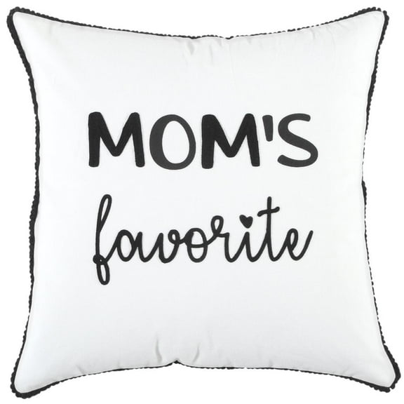 Rizzy Pillow Printed Pillow With Embroidered Accents White 17"x17"x9"