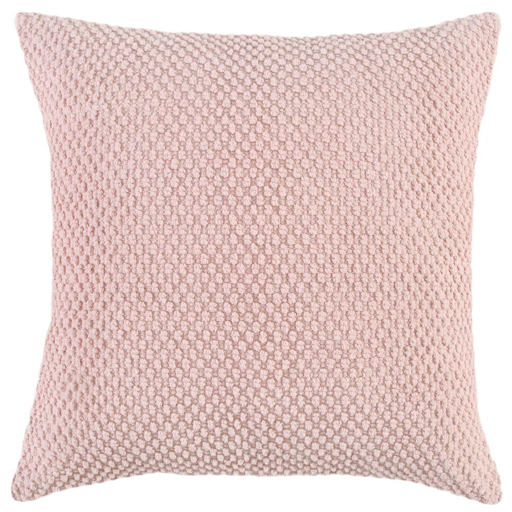 Blush Cotton Textured Square Throw Pillow with Zipper Closure