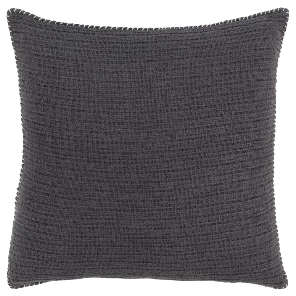Charcoal Gray Woven Cotton Throw Pillow 22" x 22"
