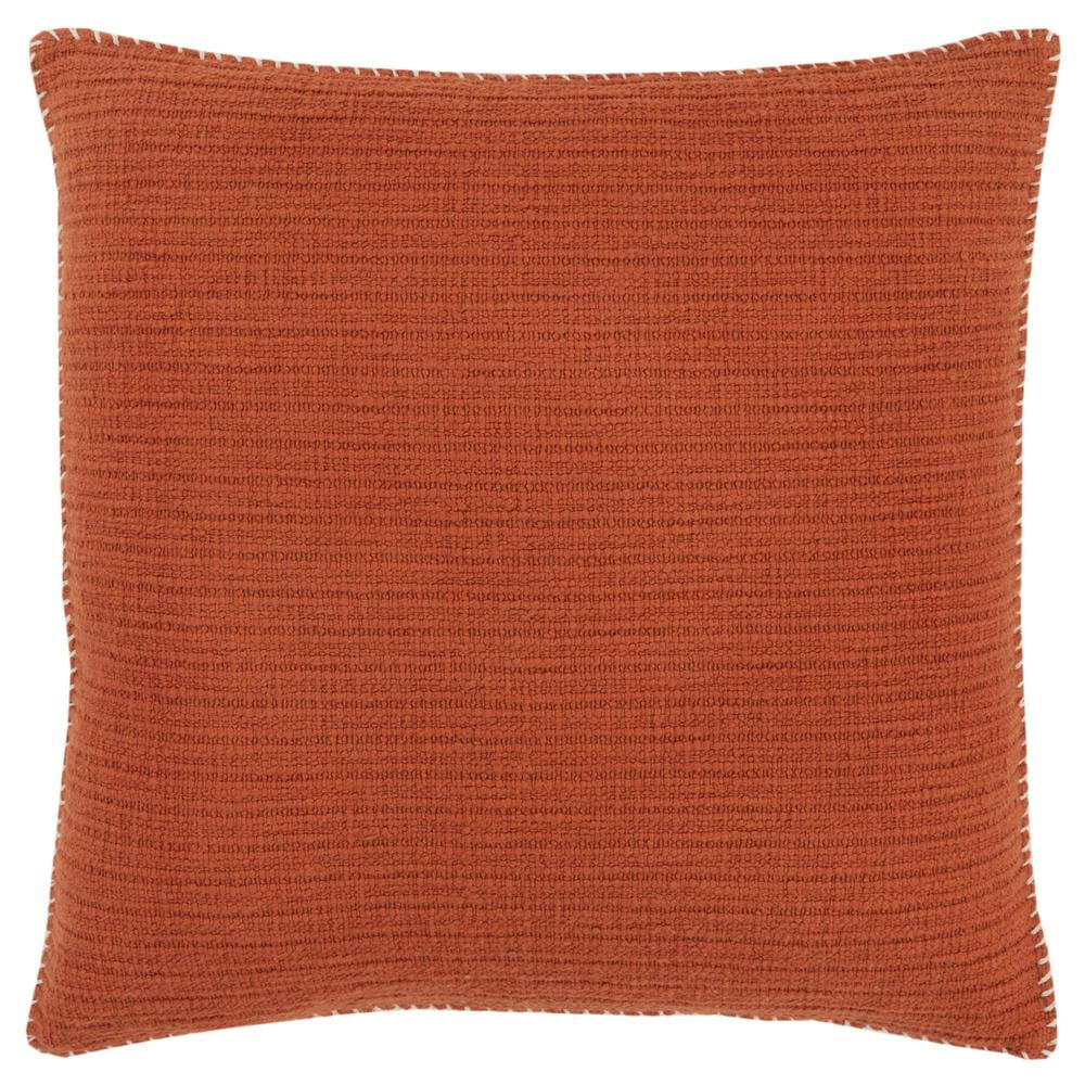 22-Inch Burnt Orange Cotton Throw Pillow with Whipstitch Flange