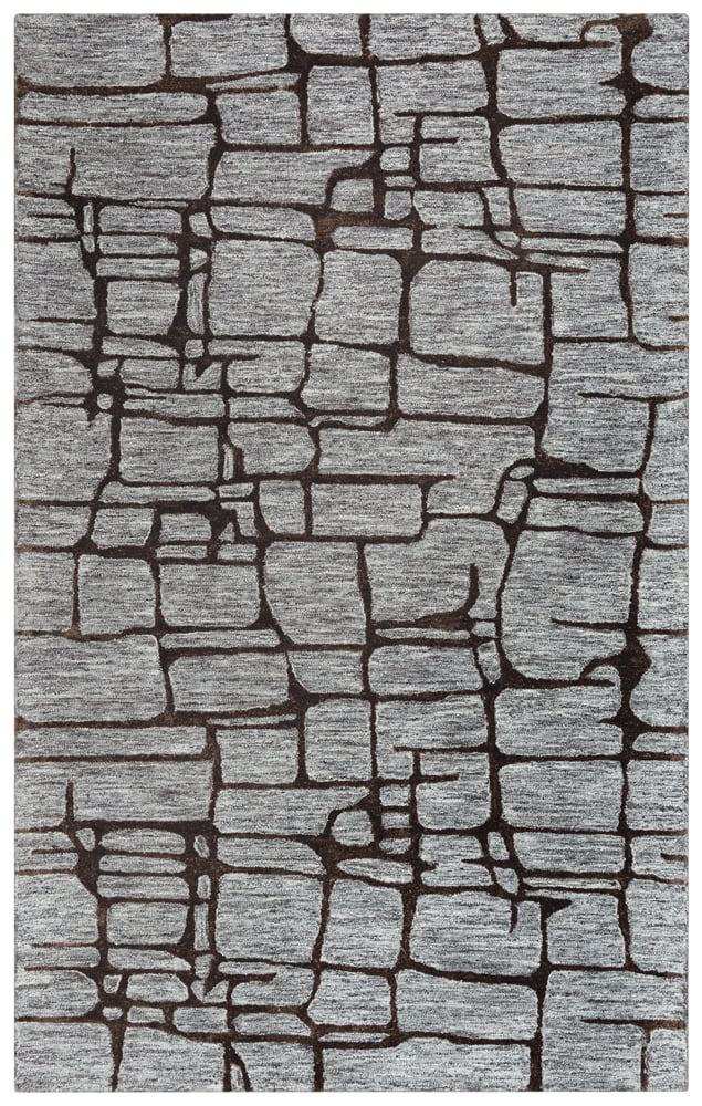 Rizzy Rugs Becker Area Rug BKR104 Charcoal Cubes Blocks 8' 9" x 11' 9" Rectangle