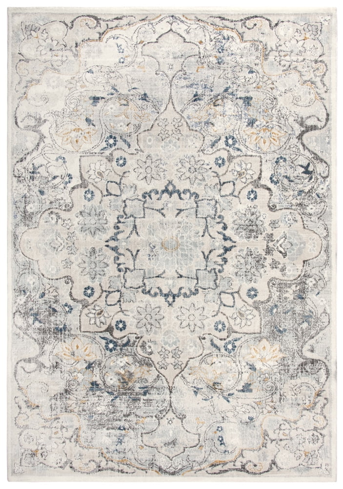 Bristol Blue and Beige Wool Synthetic Rectangular Rug