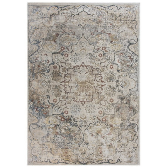 Rizzy Rugs Bristol Area Rug BRS102 Beige Scrolls Bulbs 5' 3" x 7' 6" Rectangle