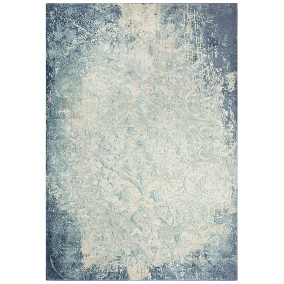 Rizzy Rugs Chelsea Area Rug CHS101 Teal/Blue Distressed Faded 18" x 18" Rectangle