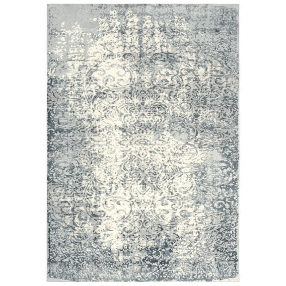 Rizzy Rugs Chelsea Area Rug CHS111 Ceam/Gray Rings Swirls 5' 3" x 7' 6" Rectangle