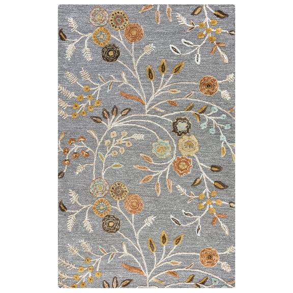 Rizzy Rugs Eden Harbor Area Rug EH8636 Grey Floral Vines 3' x 5' Rectangle