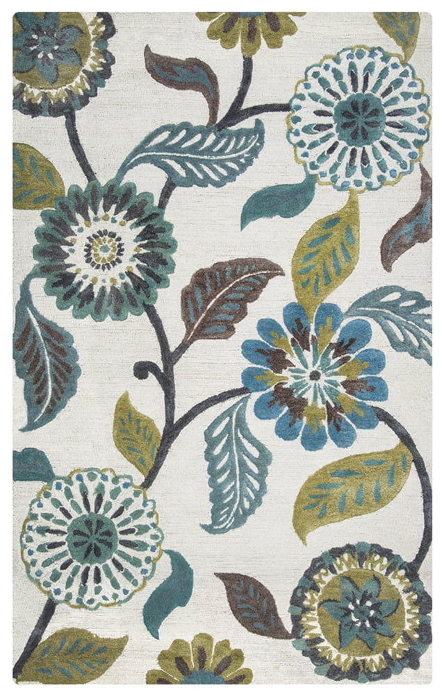 Rizzy Rugs Eden Harbor Area Rug EH8642 Sage/Blue--Teal Petals Leaves 10' x 14' Rectangle