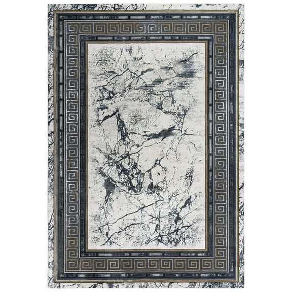 Rizzy Rugs Emerge Area Rug EMG923 Black/Beige Cracked Waves 7' 10" x 9' 10" Rectangle