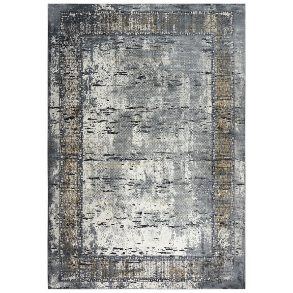 Rizzy Rugs Emerge Area Rug EMG930 Beige/Charcoal Cracked Faded 7' 10" x 9' 10" Rectangle