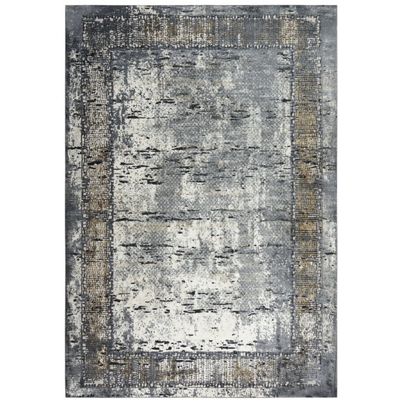 Rizzy Rugs Emerge Area Rug EMG930 Beige/Charcoal Cracked Faded 8' 6" x 11' 6" Rectangle