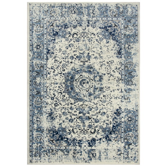 Rizzy Rugs Everything Old Is New Again Area Rug ENA106 Blue Petals Bulbs 5' 3" x 7' 7" Rectangle