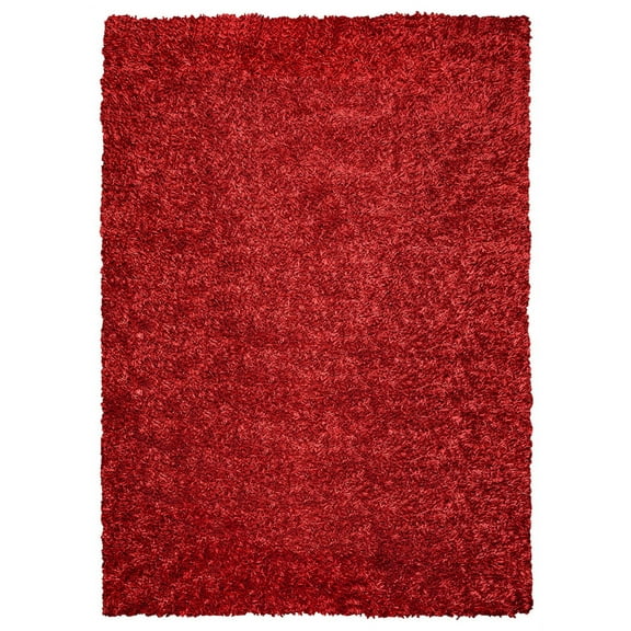 Rizzy Rugs Kempton Shag Area Rug KM2310 Red Lustrous Single-Color 5' x 7' Rectangle