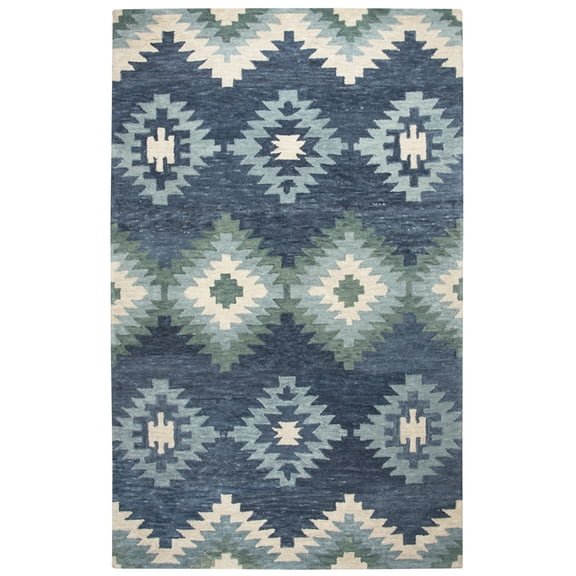 Rizzy Rugs Leone Area Rug LO9997 Blue Pointed Zigzag 2' 6" x 8' Rectangle