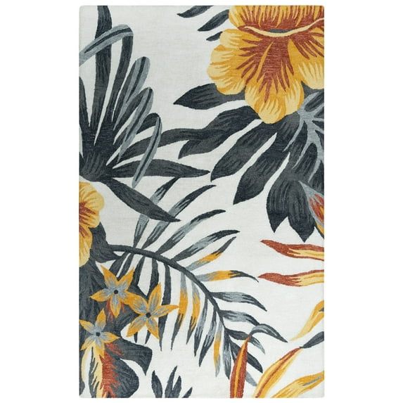 Rizzy Rugs Miramar Area Rug MIR968 Ivory Iris Leaves, 7' 9" x 9' 9", Ivory
