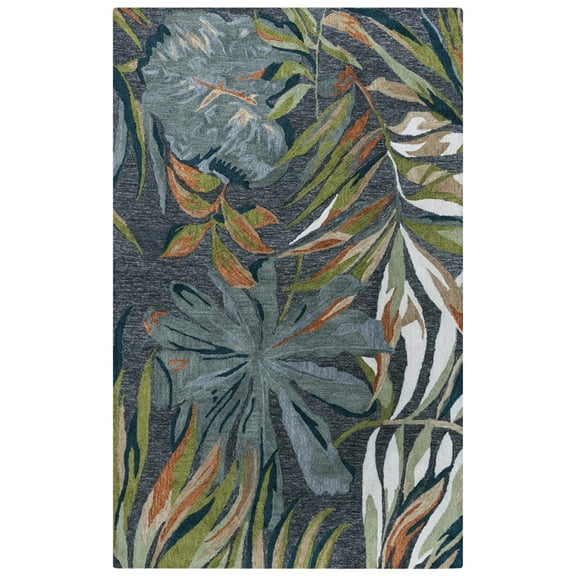 Rizzy Rugs Miramar Area Rug MIR972 Charcoal Bulbs Vines, 8' 9" x 11' 9", Charcoal