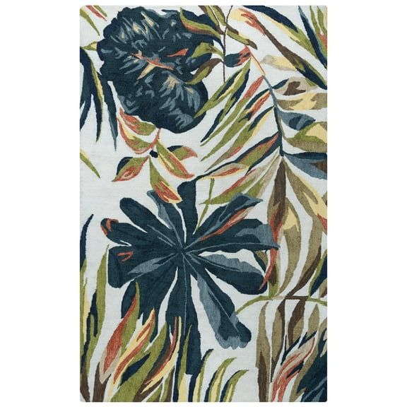 Rizzy Rugs Miramar Area Rug MIR973 Beige Blossoms Leaves, 5' x 7' 6", Beige