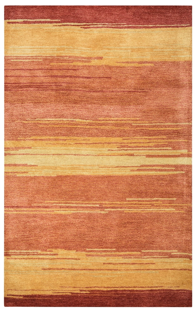 Handmade Red and Gold Wool Tufted Area Rug