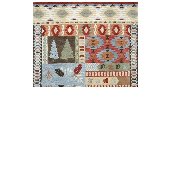 Rizzy Rugs Northwoods Area Rug NWD101 Red Bordered Trees 8' x 10' Rectangle