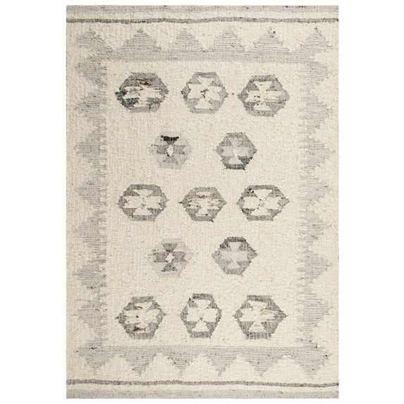 Rizzy Rugs Nova Area Rug NVA950 Southwestern Silver/Ivory, 8' x 10', Silver/Ivory