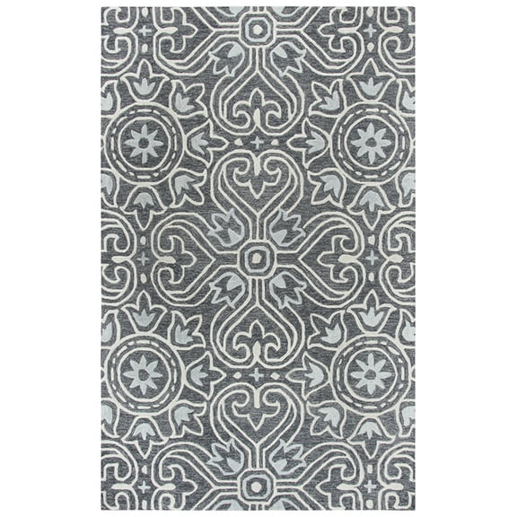 Rizzy Rugs Opulent Area Rug OU957A Gray Leaves Tufted 8' x 10' Rectangle