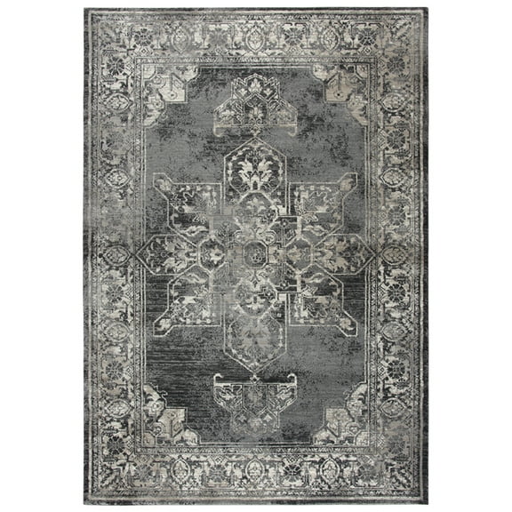 Rizzy Rugs Panache Area Rug PN6972 Gray Petals Corners 2' 3" x 7' 7" Rectangle