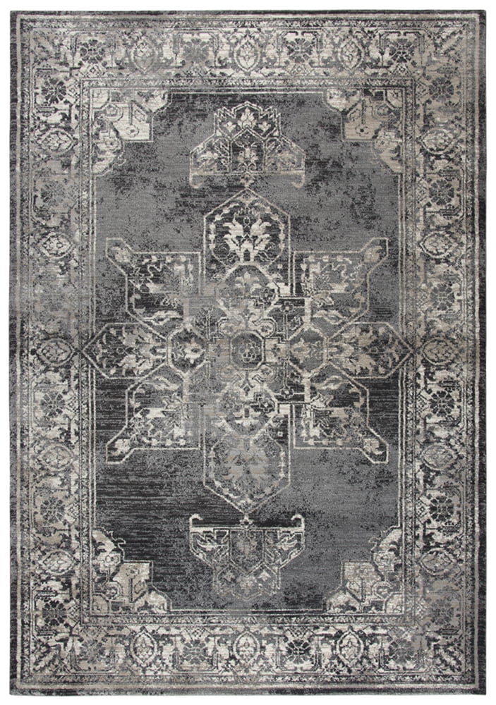 Gray Synthetic Stain-resistant Rectangular Area Rug 3'3" x 5'3"