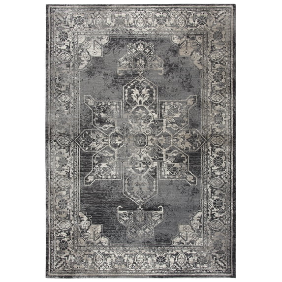 Rizzy Rugs Panache Area Rug PN6972 Gray Petals Corners 3' 3" x 5' 3" Rectangle
