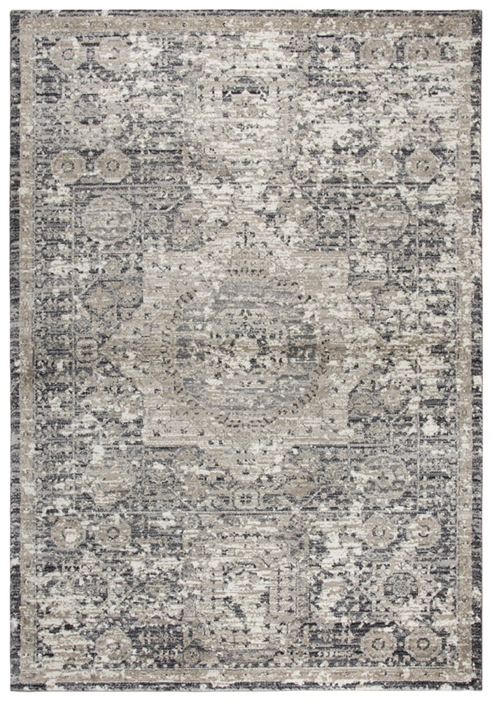 Gray Rectangular Synthetic Stain-Resistant Area Rug 5'3" x 7'6"