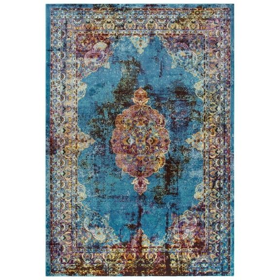Rizzy Rugs Princeton Area Rug PRI107 Blue Medallions Curves 7' 6" x 9' 5" Rectangle