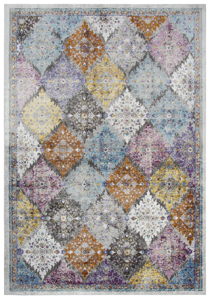 Rizzy Rugs Princeton Area Rug PRI108 Cream/Multi Curves Blocks 3' 11" x 5' 6" Rectangle