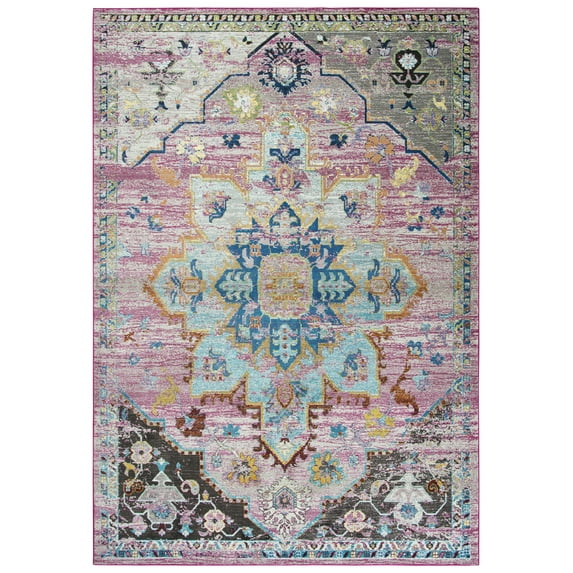Rizzy Rugs Princeton Area Rug PRI109 Blue/Gray Petals Bulbs 3' 11" x 5' 6" Rectangle