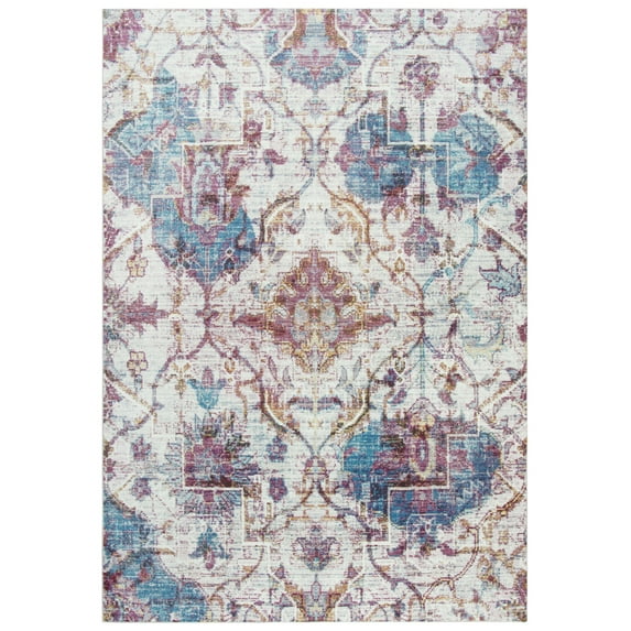 Rizzy Rugs Princeton Area Rug PRI110 Cream/Blue Vines Petals 5' x 7' Rectangle