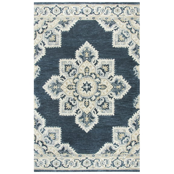 Rizzy Rugs Resonant Area Rug RS070B Dark Blue Petals Rugged 5' x 8' Rectangle