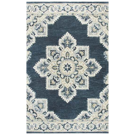Rizzy Rugs Resonant Area Rug RS070B Dark Blue Petals Rugged 5' x 8' Rectangle