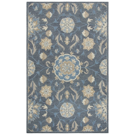 Rizzy Rugs Resonant Area Rug RS912A Dark Gray Scrolls Shaded 9' x 12' Rectangle